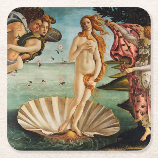 Die Geburt der Venus, Sandro Botticelli, 1485 Rechteckiger Pappuntersetzer (Vorderseite)