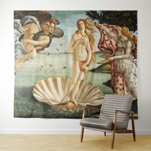 Die Geburt der Venus von Sandro Botticelli (1485) Wandteppich (Beispiel (Horizontal))