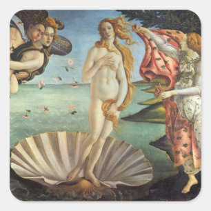 Die Geburt der Venus von Sandro Botticelli Quadratischer Aufkleber