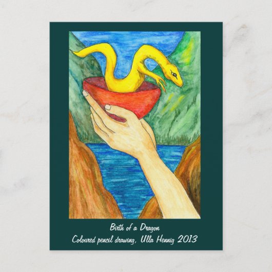Die Geburt einer Drachenpostkarte Postkarte (Vorderseite)