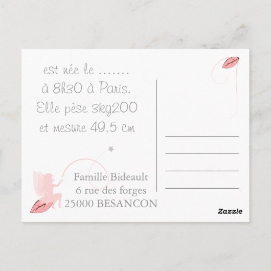 Die Geburt eines Rosenstern-Stern Postkarte (Rückseite)