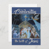 Die Geburt Jesu feiern, die Weihnachtskrippe Postkarte (Vorne/Hinten)