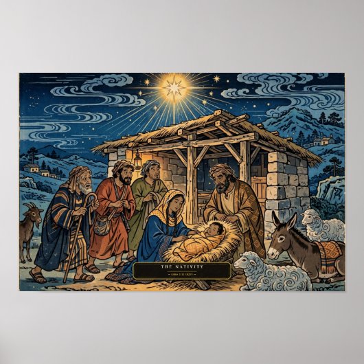 Die Geburt Jesu — Ukiyo-e Poster (Vorne)