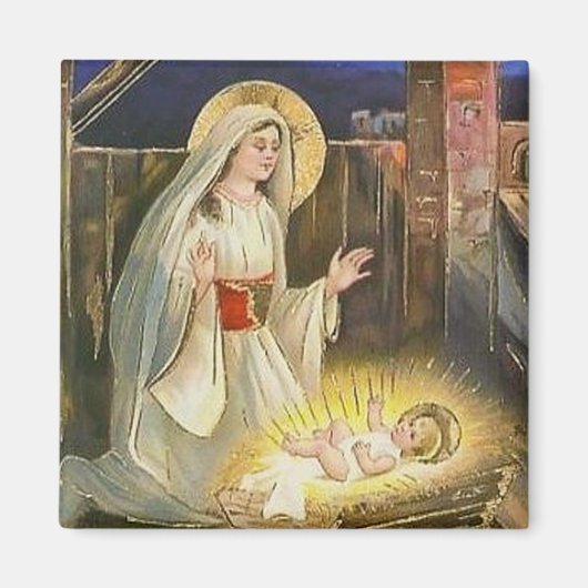 Die Geburt Jesu Vintage Magnet (Vorne)