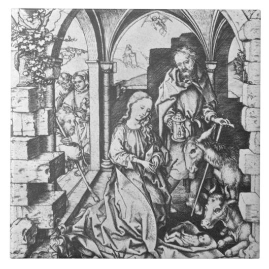 Die Geburt Jesu (von Martin Schongauer) Fliese (Vorderseite)