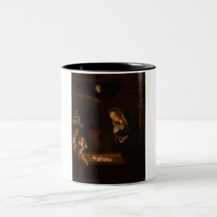Die Geburt Jesu, Weihnachten, in der Nacht Zweifarbige Tasse