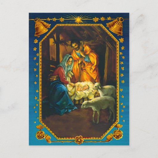 Die Geburt, Maria, Joseph und der Baby Jesus Postkarte (Vorderseite)