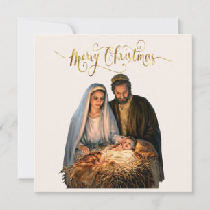 Die Geburt mit Maria, Josef und dem Jesuskind  Feiertagskarte
