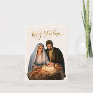 Die Geburt mit Maria, Josef und dem Jesuskind  Feiertagskarte