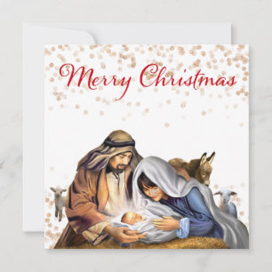 Die Geburt mit Maria, Joseph und dem Baby Jesus Feiertagskarte