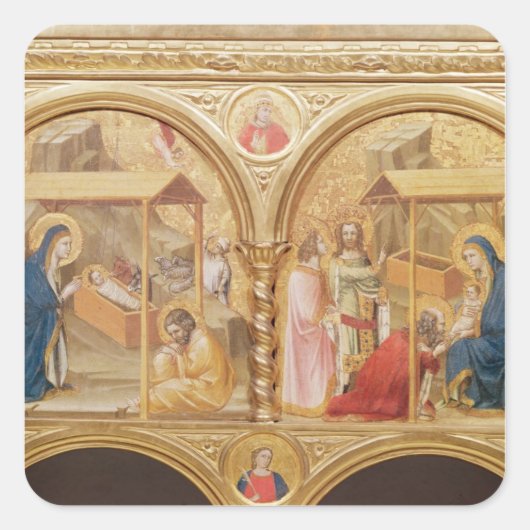 Die Geburt und die Bewunderung der Magi Quadratischer Aufkleber (Vorderseite)