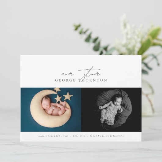 die Geburt unseres Fotos Ankündigung (Stehend Vorderseite)