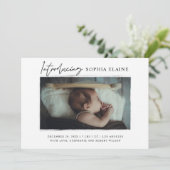 Die Geburt unseres neugeborenen Fotos Ankündigung (Stehend Vorderseite)