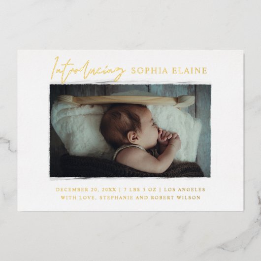 Die Geburt unseres neugeborenen Fotos Folieneinladung (Vorderseite)