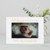 Die Geburt unseres neugeborenen Fotos Folieneinladung (Stehend vorne)