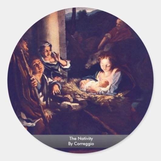 Die Geburt von Correggio Runder Aufkleber (Vorderseite)