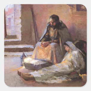 Die Geburt von Gari Melchers Quadratischer Aufkleber