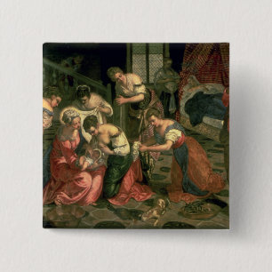 Die Geburt von Johannes der Baptist, 1550-59 Button