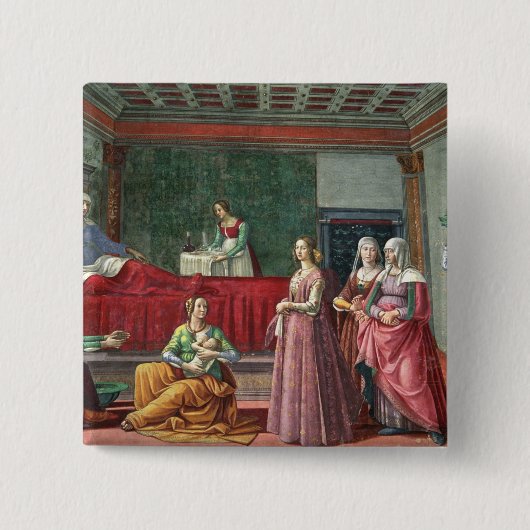 Die Geburt von Johannes der Baptist (Fresko) Button (Vorderseite)
