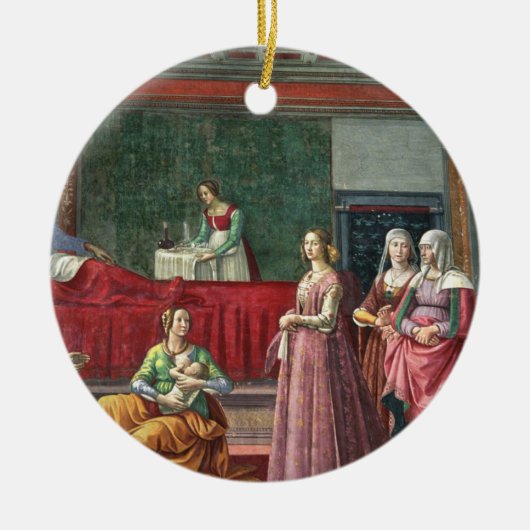 Die Geburt von Johannes der Baptist (Fresko) Keramikornament (Vorne)