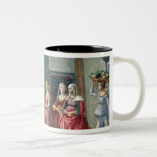 Die Geburt von Johannes der Baptist (Fresko) Zweifarbige Tasse