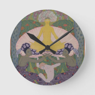 Die Geburt von Venus (Tinte und W/c auf Papier) Runde Wanduhr