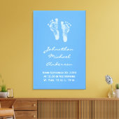 Die Geburtsankündigung von Boy Blue Baby Footprint Leinwanddruck (Insitu (Wohnzimmer))