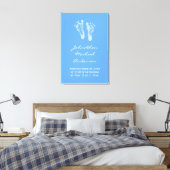 Die Geburtsankündigung von Boy Blue Baby Footprint Leinwanddruck (Insitu (Schlafzimmer))