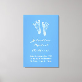 Die Geburtsankündigung von Boy Blue Baby Footprint Leinwanddruck