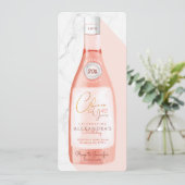 Die Geburtstagskarte Pink Rosé Weinflasche Einladung (Stehend Vorderseite)