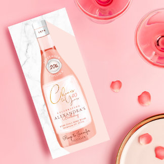 Die Geburtstagskarte Pink Rosé Weinflasche Einladung