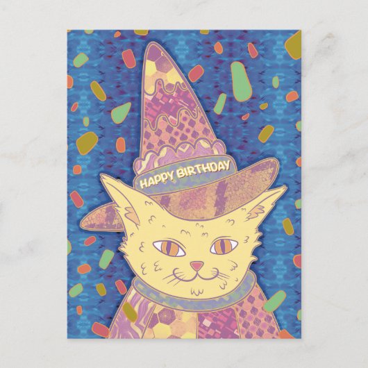 Die Geburtstagskatze Postkarte (Vorderseite)