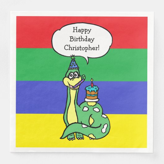 Die Geburtstagsparty des personalisierten Dinosaur Serviette (Vorderseite)