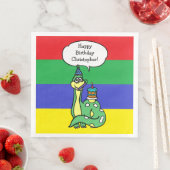 Die Geburtstagsparty des personalisierten Dinosaur Serviette (Beispiel)