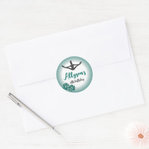 Die Geburtstagsparty, jedes Alter Grün Runder Aufkleber