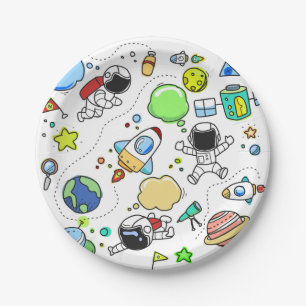 Die Geburtstagsparty-Platte des Space Boy Pappteller