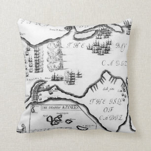 Die Gefangennahme von Cádiz im Jahre 1596 (Stich) Kissen