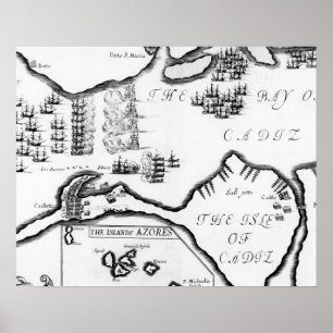 Die Gefangennahme von Cádiz im Jahre 1596 (Stich) Poster