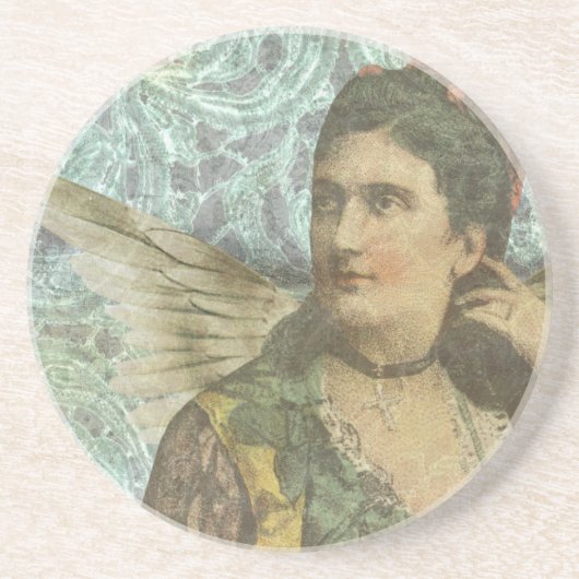 Die geflügelte Dame Digitale Collage Untersetzer (Vorne)