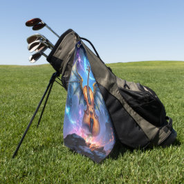 Die geflügelte Violine der mondbeschienenen Reiche Golfhandtuch