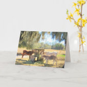 Die Gefüttert Station - Grußkarte für Pferde und S Karte (Gelbe Blume)