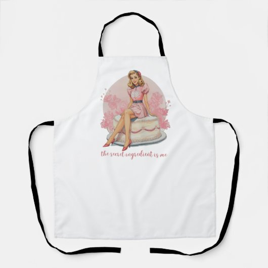 „Die geheime Zutat bin ich“ Girly Retro Schürze (Vorderseite)