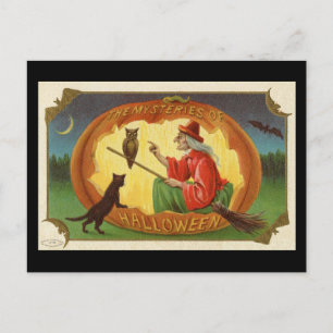 Die Geheimnisse der Halloween-Hexe Vintag Postkarte