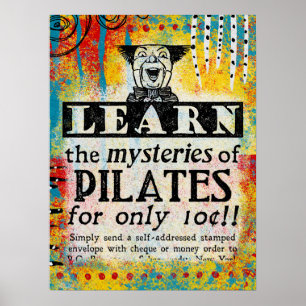 Die Geheimnisse von Pilates - Lustige Vintage-Werb Poster