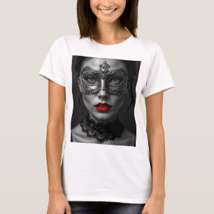 Die geheimnisvolle Frau mit der Maske - Kohle Kuns T-Shirt