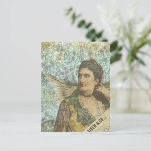 Die geile Lady Digital Collage Postkarte (Stehend Vorderseite)