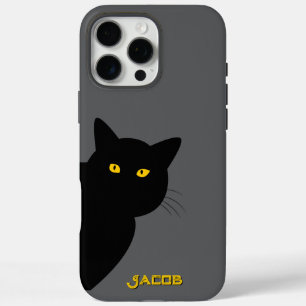 Die gelbe Augen, schwarze Katze, die dich persönli iPhone 16 Pro Max Hülle