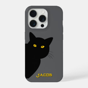 Die gelbe Augen, schwarze Katze, die dich persönli iPhone 15 Pro Hülle