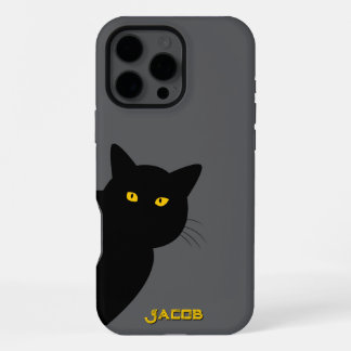 Die gelbe Augen, schwarze Katze, die dich persönli iPhone 16 Pro Max Hülle