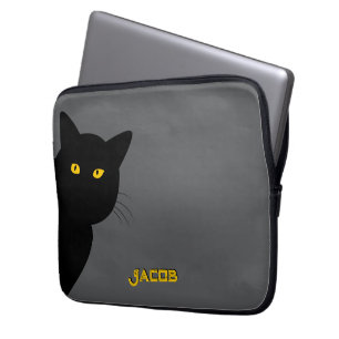 Die gelbe Augen, schwarze Katze, die dich persönli Laptopschutzhülle